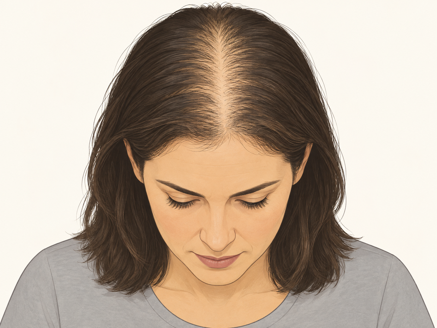 Illustration av bredare bena med synlig hårbotten
