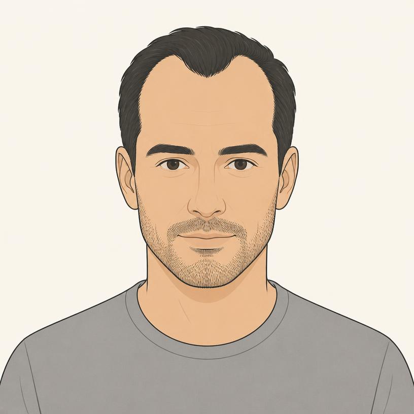 Illustration av vikande hårfäste vid tinningarna